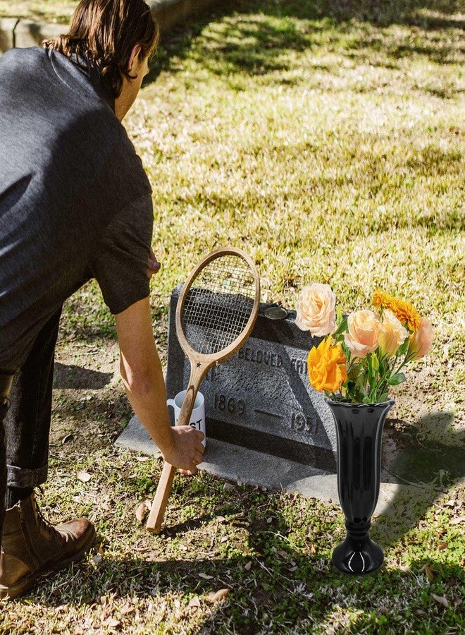 Oooct Cemetery Vase for Grave Decorations With Metal Spike, Ceramics Vase for Memorial Markers, Graveside Decor Sign for Outdoor Yard Lawn - Image 3